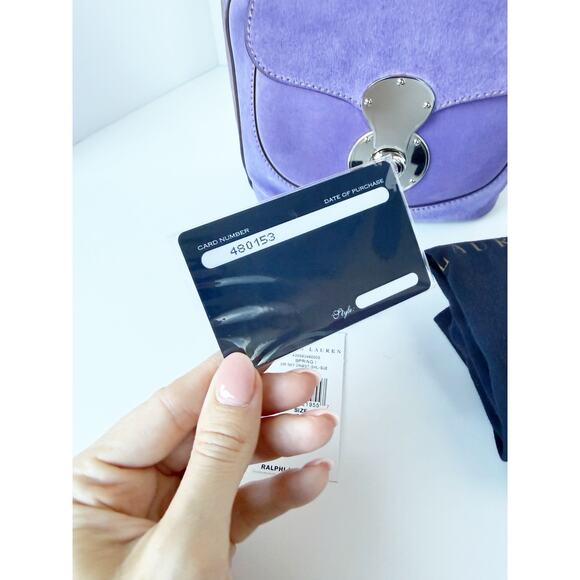 Ralph Lauren Ricky Suede Drawstring Bucket Bag Lavender Purple - Picture 12 of 16